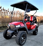 Terminator 48v Electric Golf Cart Four Seater Demo Model - Massive Rims/Tires Flip Seat & Optionally Fully Loaded - Red Body/Red Seats