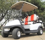 White 48v Club Car Precedent Golf Cart w/ Custom Orange & White Seats