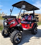 New 48v Electric Golf Cart Lifted Demo Renegade PLUS 2.0 -  RED Street Ready Light Package & Flip Seat