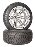 4 Brand New 215x35-12 Achieva Tires on 12x7 4/4 2+5 o/s SS212 Alloy Chrome Golf Cart Wheels