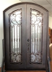 61.5" x 96" Eyebrow Arch Top Wrought Iron Entry Double Door Unit