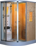 Left Corner Fully Enclosed Steam Shower w/ Sauna Room, FM Stereo & Phone Adaptor