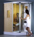 Right Corner Fully Enclosed Steam Shower w/ Sauna Room, FM Stereo & Phone Adaptor