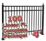 100 ft Complete Elegant Residential Aluminum Fence 4' High Fencing Package