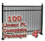 100 ft Complete Double Picket Residential Aluminum Fence 4' High Fencing Package