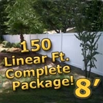 150 ft Complete Solid PVC Vinyl Privacy Fence 8' Wide Fencing Package