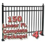 150 ft Complete Elegant Residential Aluminum Fence 4' High Fencing Package