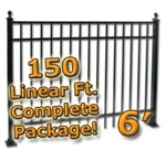 150 ft Complete Elegant Residential Aluminum Fence 6' High Fencing Package