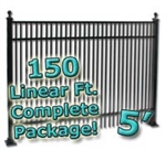 150 ft Complete Double Picket Residential Aluminum Fence 5' High Fencing Package