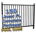 150 ft Complete Pool Code Residential Aluminum Fence 54" High Fencing Package