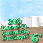 200 ft Complete Solid PVC Vinyl Semi-Privacy Fence 6' Wide Fencing Package