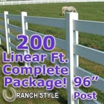 200 ft Complete Solid 4 Rail Ranch PVC Vinyl Fencing Package - Four Rail Fence