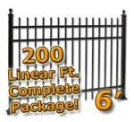 200 ft Complete Spear Top Residential Aluminum Fence 6' High Fencing Package