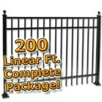 200 ft Complete Elegant Residential Aluminum Fence 6' High Fencing Package