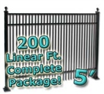 200 ft Complete Double Picket Residential Aluminum Fence 5' High Fencing Package