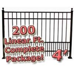 200 ft Complete Puppy Panel Residential Aluminum Fence 4' High Fencing Package