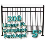 200 ft Complete Puppy Panel Residential Aluminum Fence 5' High Fencing Package