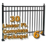 30 ft Complete Elegant Residential Aluminum Fence 6' High Fencing Package