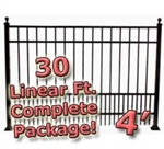 30 ft Complete Puppy Panel Residential Aluminum Fence 4' High Fencing Package