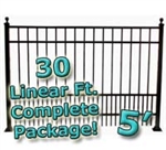 30 ft Complete Puppy Panel Residential Aluminum Fence 5' High Fencing Package