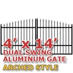 4' x 14' Residential Dual Aluminum Arch Style Driveway Gate