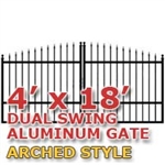 4' x 18' Residential Dual Aluminum Arch Style Driveway Gate