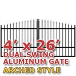 4' x 26' Residential Dual Aluminum Arch Style Driveway Gate