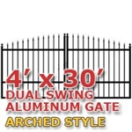 4' x 30' Residential Dual Aluminum Arch Style Driveway Gate