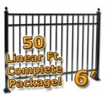 50 ft Complete Elegant Residential Aluminum Fence 6' High Fencing Package