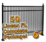 50 ft Complete Double Picket Residential Aluminum Fence 6' High Fencing Package