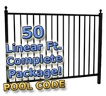 50 ft Complete Pool Code Residential Aluminum Fence 54" High Fencing Package