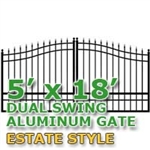 5' x 18' Residential Dual Aluminum Estate Style Driveway Gate