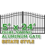 5' x 24' Residential Dual Aluminum Estate Style Driveway Gate