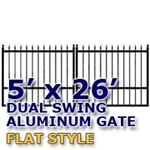 5' x 26' Residential Dual Aluminum Flat Style Driveway Gate