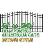 6' x 20' Residential Dual Aluminum Estate Style Driveway Gate