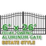 6' x 26' Residential Dual Aluminum Estate Style Driveway Gate