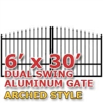 6' x 30' Residential Dual Aluminum Arch Style Driveway Gate
