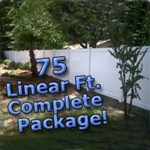 75 ft Complete Solid PVC Vinyl Privacy Fence 6' Wide Fencing Package