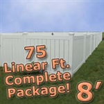 75 ft Complete Solid PVC Vinyl Semi-Privacy Fence 8' Wide Fencing Package