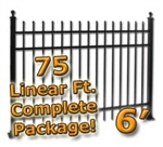 75 ft Complete Spear Top Residential Aluminum Fence 6' High Fencing Package