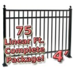 75 ft Complete Elegant Residential Aluminum Fence 4' High Fencing Package