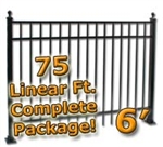 75 ft Complete Elegant Residential Aluminum Fence 6' High Fencing Package