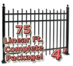 75 ft Complete Staggered Pickets Residential Aluminum Fence 4' High Fencing Package