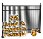 75 ft Complete Double Picket Residential Aluminum Fence 6' High Fencing Package