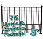 75 ft Complete Puppy Panel Residential Aluminum Fence 5' High Fencing Package