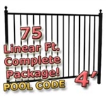 75 ft Complete Pool Code Residential Aluminum Fence 4' High Fencing Package
