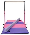 High Quality 3'-5' Pink Adjustable Bar with 8' Purple Beam and 8' Folding Mat