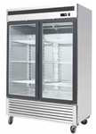 55" Commercial Glass 2 Double Door Freezer Reach In Merchandiser Cooler