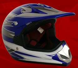 Youth Blue Glossy Motocross Helmet (DOT Approved)