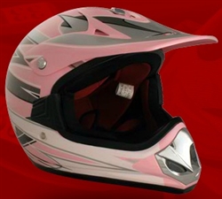 Youth Pink Glossy Motocross Helmet (DOT Approved)